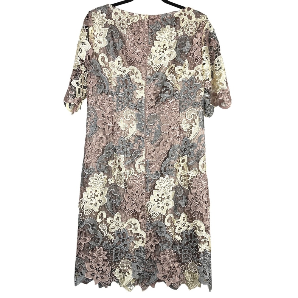 Tahari ASL Shift Dress Size 12 Multicolor Pastel Wedding Feminine Romantic - Picture 6 of 16